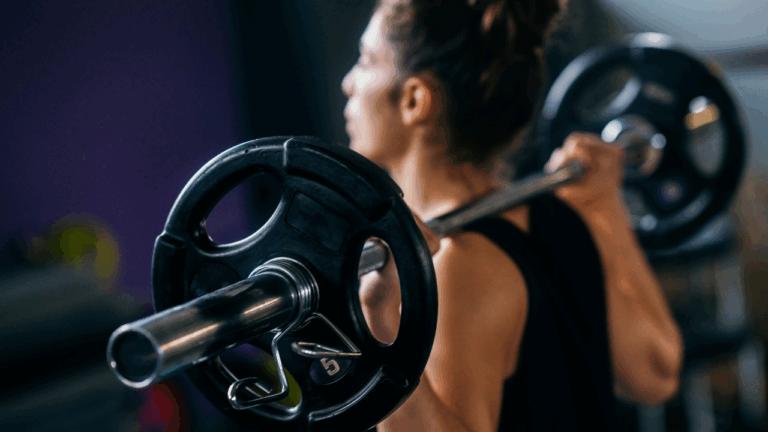 woman with barbell
